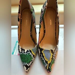 Fashion Nova Vibrant Snake Print Heels